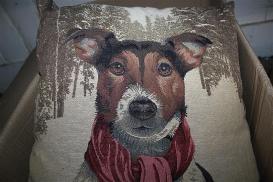 3 dog tapestry cushions